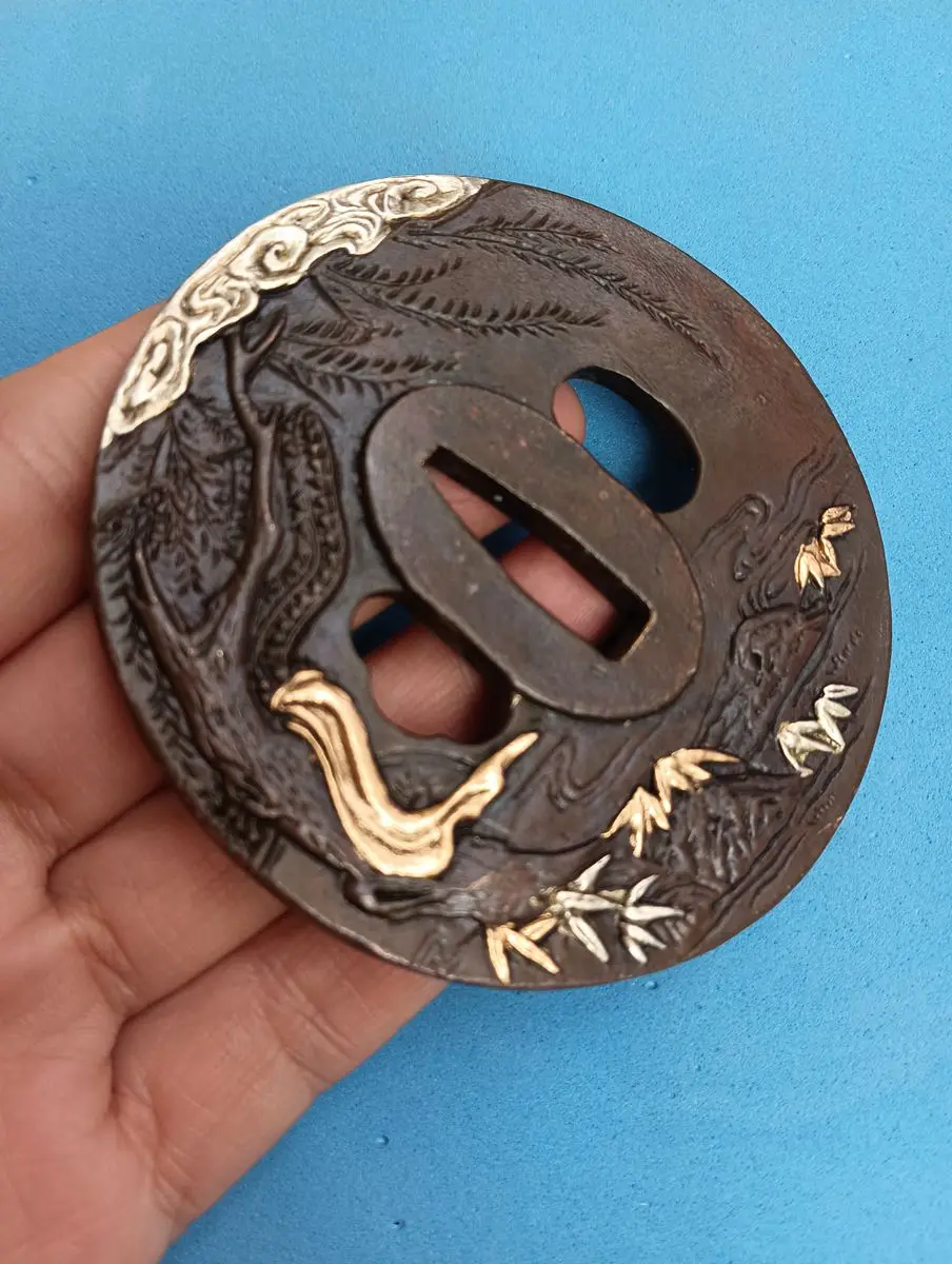 

Excellent Sword Part Tsuba Blade Handguard Copper For Katana Wakizashi Edge Tanto Monster