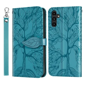 Emboss Tree Leather Phone Wallet Case Book For Samsung Galaxy A16 A26 A36 A56 A05s A15 A25 A35 A55 A14 A24 A34 A54 5G Flip Cover 1