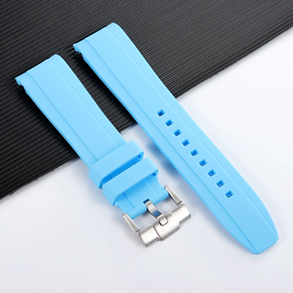 Premium Curved End Silicone Watch Strap - Waterproof Rubber Wristband in Multiple Sizes