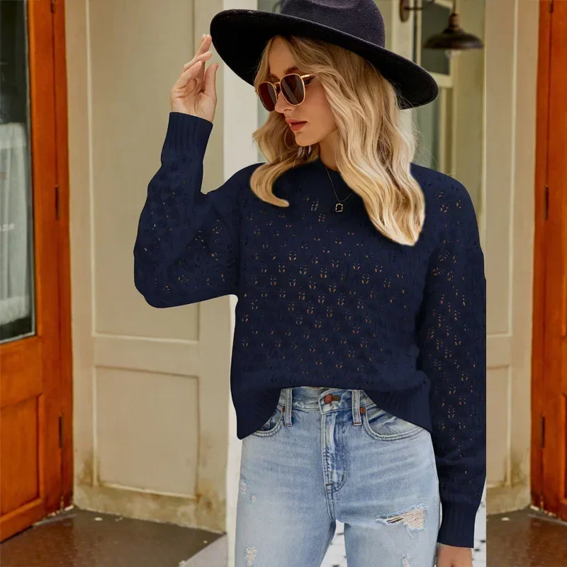 

Women Autumn Spring Fashion Loose Casual Pullover Coat Knitted Sweater O-neck Long Sleeve Tops Korean Fashion Women Sweater Coat