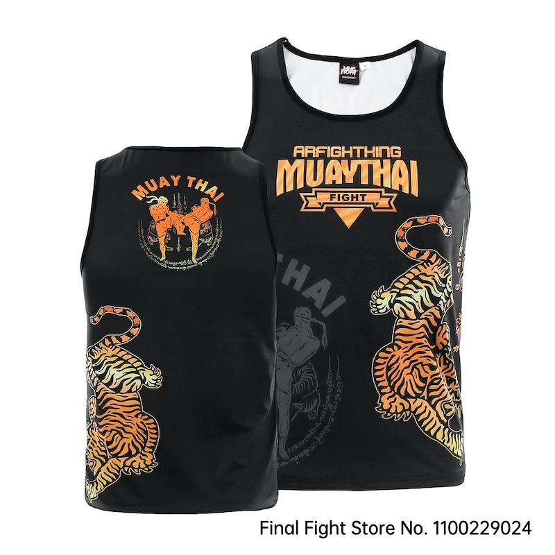 Muay Thai Singlet Men Women Tiger Boxing Training Vest Sparring Martial Arts MMA T Shirt Sleeveless Gym Sports Workout Rashguard