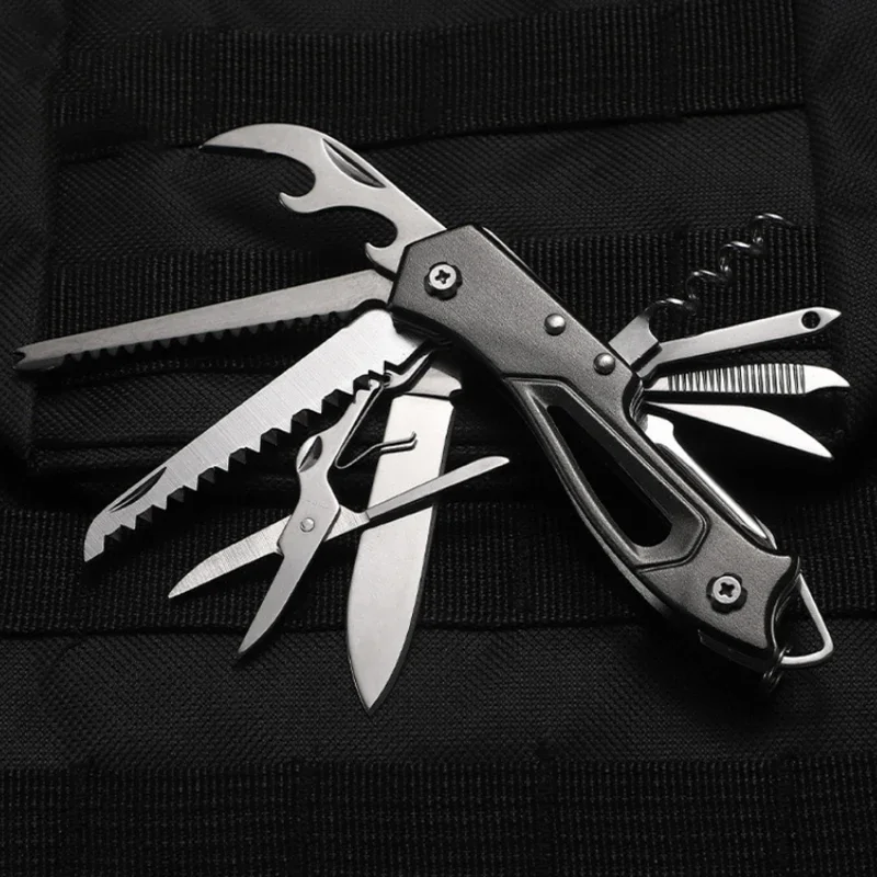 Coltello Svizzero Multifunzionale All'Aperto Camp Multitool Apribottiglie Coltello Pieghevole Forbici Portatili Sega Coltello Da Tasca Pieghevole Mili