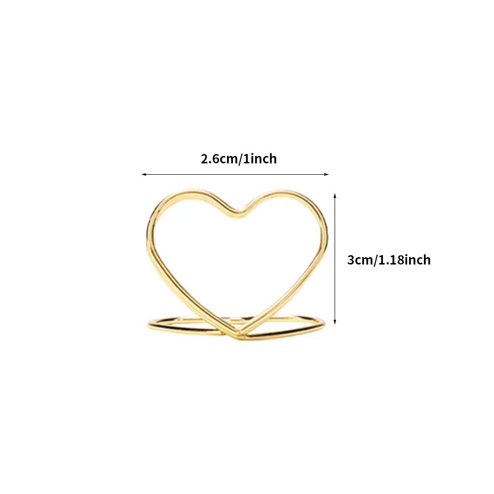 Metal Paper Clip Number Stand Double Layer Love Place Card Holder 15pcs Party Wedding Heart Shape Card Display Stand Reusable place card holders