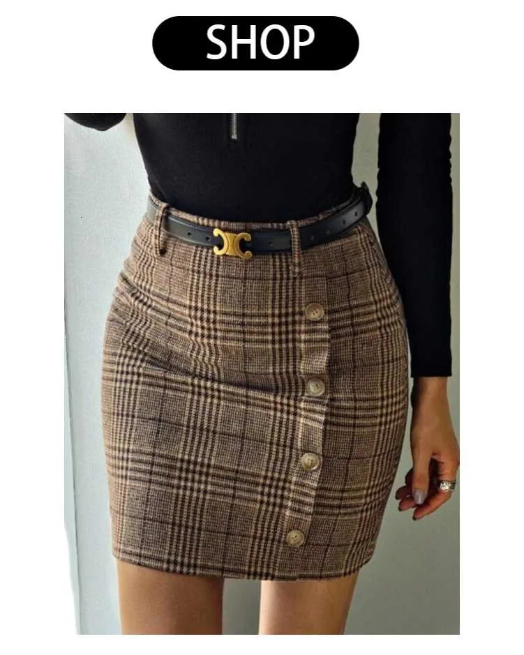 SRUBY High Waist Side Zipper Female Skirts Mujer Houndstooth Wool-Mix Skort Skirts Irregular Elegant Skirts Pants nike dri fit shorts