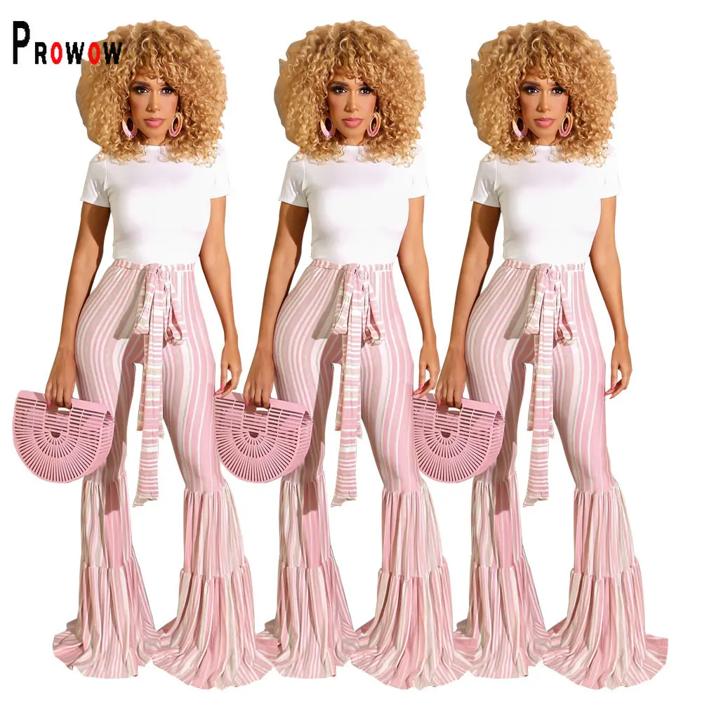 

Брюки женские полосатые с принтом и завышенной талией, розовые