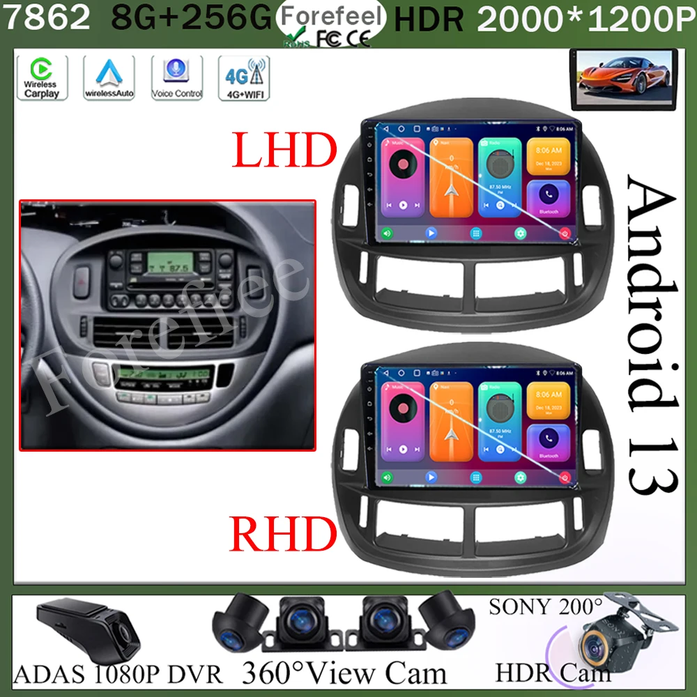 

Touch QLED Screen Car Radio Android For Toyota Previa 2003 - 2008 LHD RHD Auto Stereo Video Player GPS Bluetooth WIFI DVD DSP BT