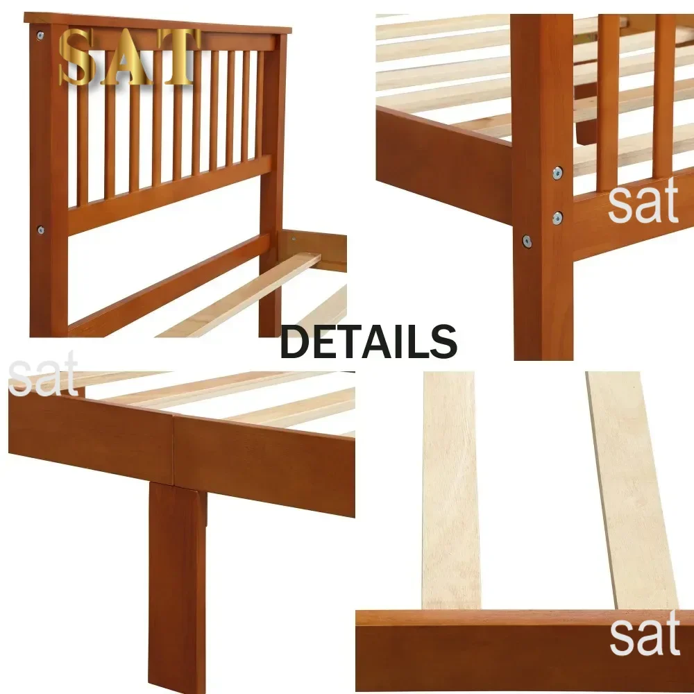 Twin Size Wood Platform Bed With Headboard and Footboard Oak Frame Full Bases Frames Bedroom Furniture Home