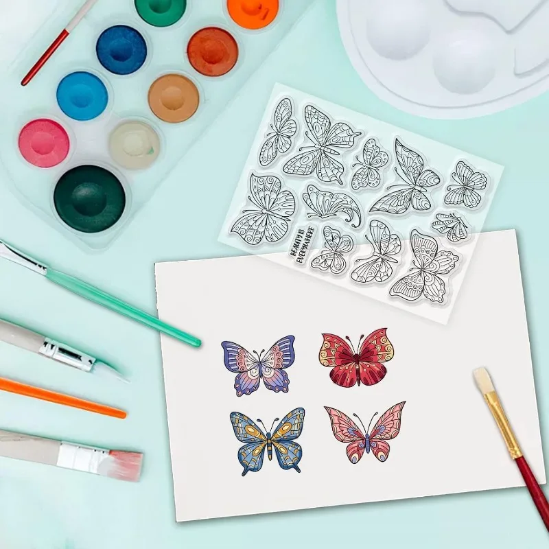 Clear Stamps Butterfly Silicone Transparent Rubber PVC Plastic for Spring Crafts