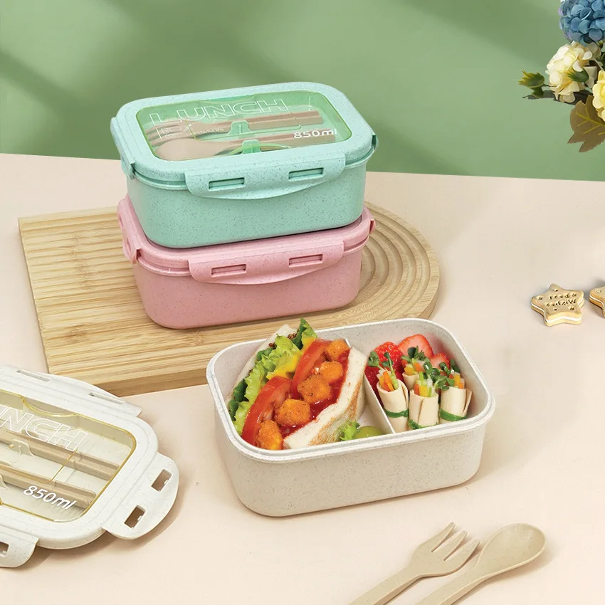 Food Grade Wheat Straw Lunch Box for Kids Leak-Proof with Lid Camping  Picnic Portable Plastic Food Fruit Storage Container Box - AliExpress