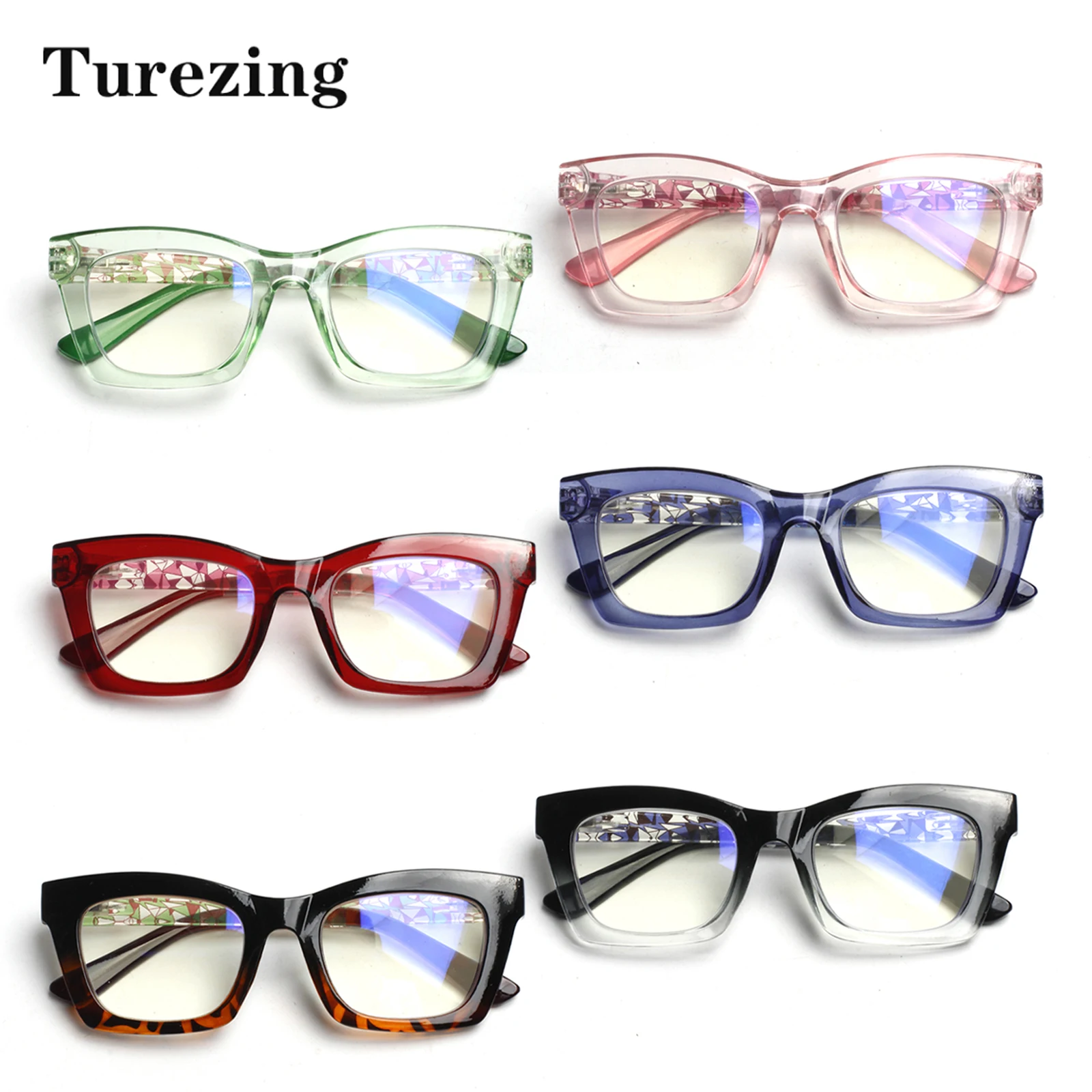 Turezing Reading Glasses For Women Blue Light Blocking Anti Fatihue Anti UV Fashion Printing Frame Prescription eyeglasses+0+4.0