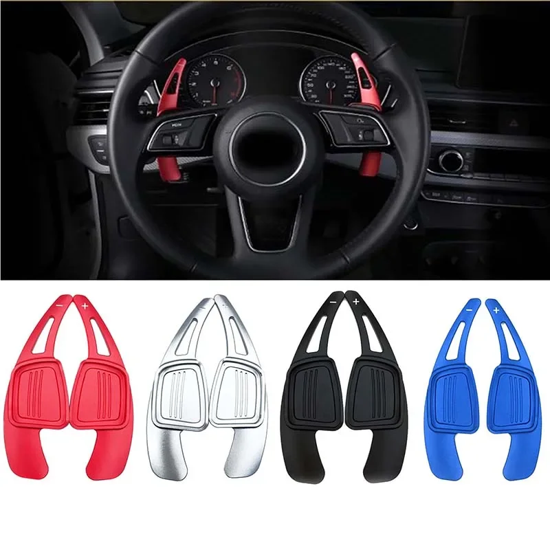 

For Audi A3 A4 A5 A6 B9 Q7 TT TTS Steering Wheel Shift Paddle Shifter 2Pcs Red Black Silver Blue