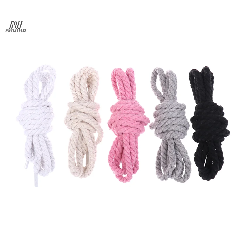 Shoelaces without ties Shoe laces Shoe accessories 2Pcs Round Thick Rope Laces Polyester Cotton Solid Color 0.6/0.8cm 120cm Length
