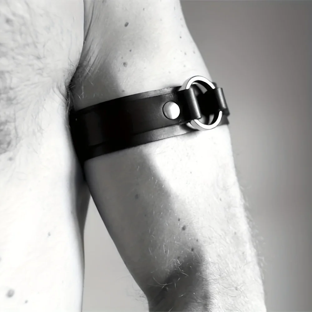 Mens Bodywear Leather Chest Harness Armband
