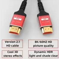 8K Ultra High Speed HDMI Cable 2.1, 48Gbps 1M/1.5M/2M, Support 8K@60Hz 4K@120Hz, eARC and Dolby Vision, Compatible with PS5