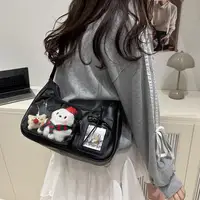 Y2K mignon nœud Ita sac fille Transparent sac de messager femmes mode épaule sac à bandoulière Ladys bricolage Badge sac fourre-tout Lolita sac à main 2