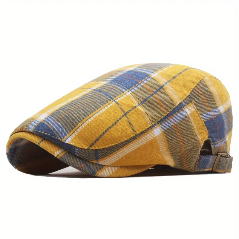 남성 격자 무늬 패턴 플랫 캡 뉴스보이 모자 여성 베레모 Cabbie Gatsby Cap