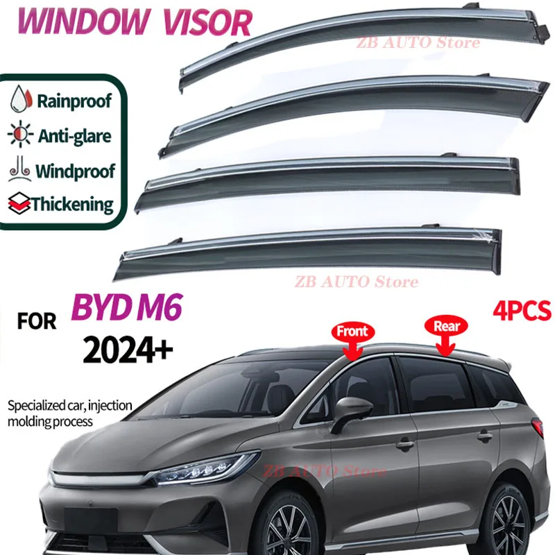 For BYD M6 + Window visors Rainwater prevention; Covering the sunlight; Anti fog; Snow prevention