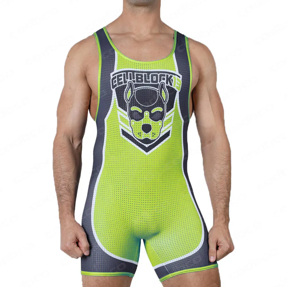 New Mens Wrestling Singlets Suit Boxing Powerlifting One Piece Bodysuit Gym Sportswear Fitness Sleeveless Weightlifting Skinsuit