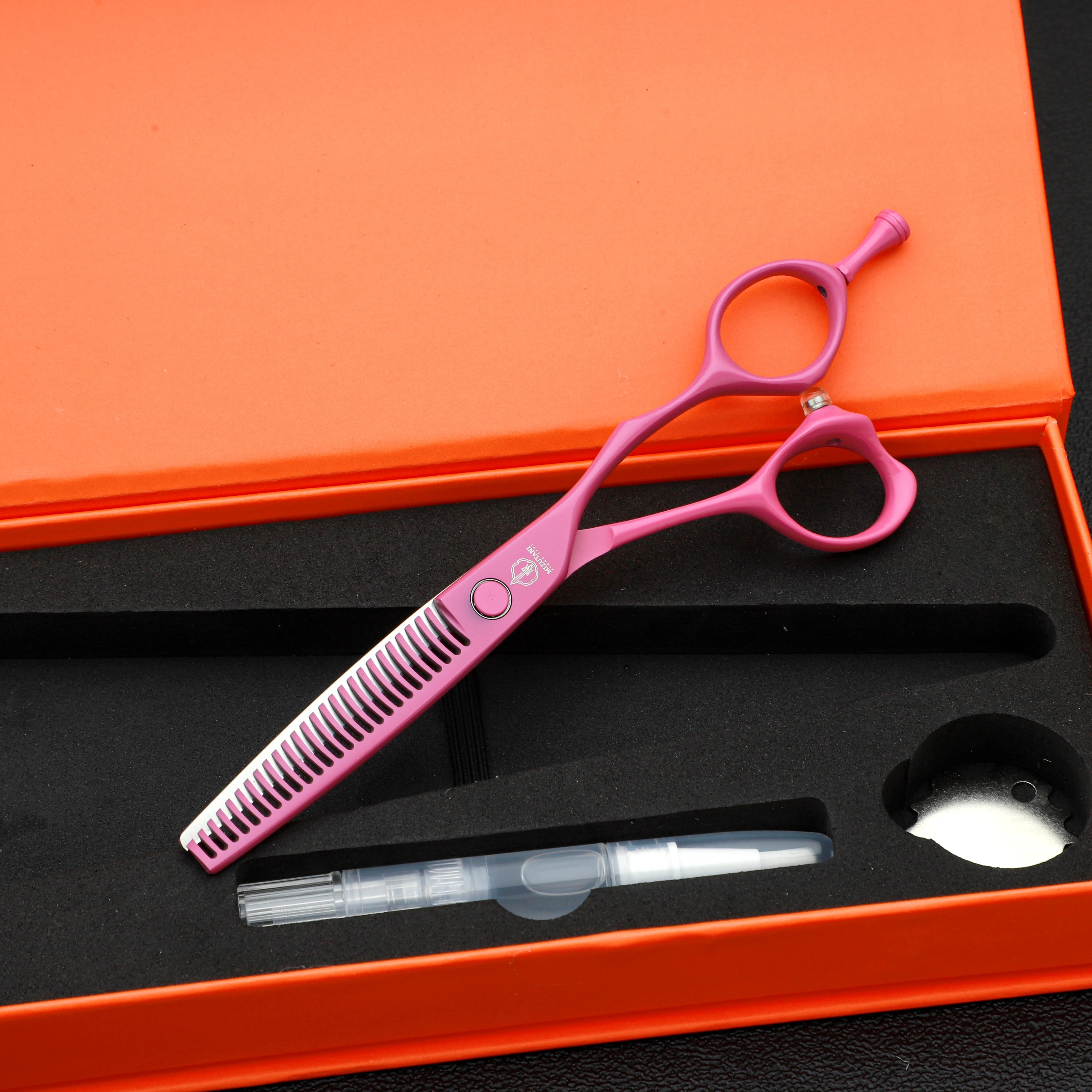 Professionelle Haarschere 5,5/6,0 rosa Zoll Friseurschere Japanischer handgefertigter VG10-Stahl Superscharfe und verschleißfeste Klinge – Detail 11