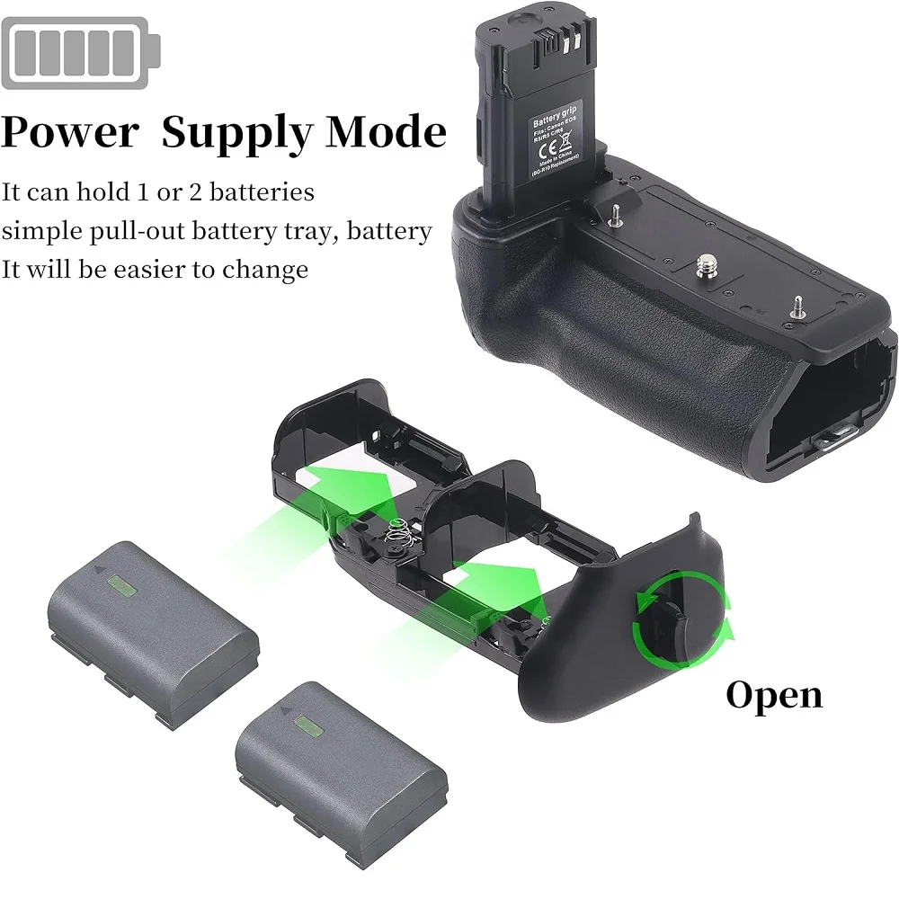 Mcoplus BG-EOS R5/R6 Vertical Multifunctional Battery Grip for Canon EOS R5 R5C R6 R6 Mark II Cameras as BG-R10