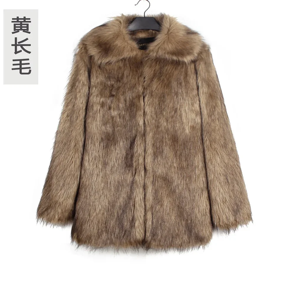 Heren Lange Faux Bontjas Luxe Winter Fuzzy Pluizige Jas