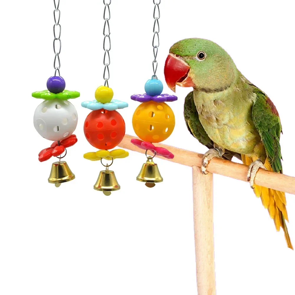 

3pcs Molars Skewers Bird Toys for Cage Gnawing Biting Toy with Bell Budgies Colorful Puzzle Plastic String Accessories Pet Balls