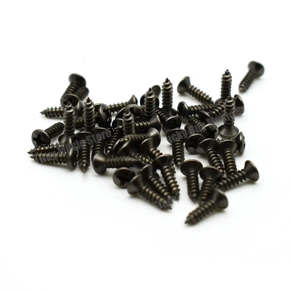 400pcs Electric Guitar Pickguard Plate Mount Screw Size 3 x 12mm Color Black/Chrome with Storage Box Luthier Tool