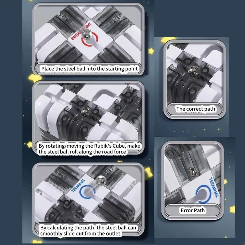 3x3 미로 볼 큐브 퍼즐 게임 흥미 진진한 도전을위한 재미있는 어린이 학습 장난감 p31b