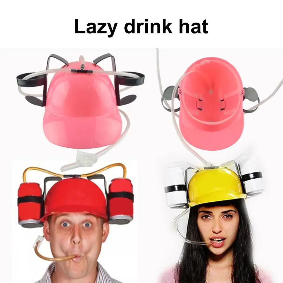 Drinking helmet with straws. Pink helmet with feathers, Jokes and Funny -  , Teleshopping, As seen on TV