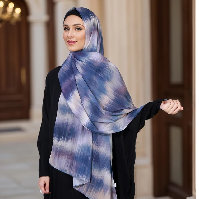 Écharpe Hijab en Mousseline de Soie Imprimée pour Femme, Turban Islamique, Niqab, Bandeau de Sauna, Châle Musulman