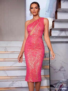 Jite One Shoulder Sequin Dress