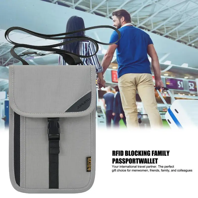 Travel Anti-theft Document Storage Passport Holder Bags Nylon Portable RFID ID Credit Card Organizer Neck Pouch Crossbody Bags
