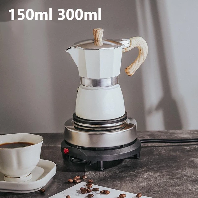 Electric Coffee Maker Aluminum Material Coffee Pots Moka Pot Mocha Coffe  Machine Coffee Filter Espresso Maker 6cups/300ml - Coffee Makers -  AliExpress