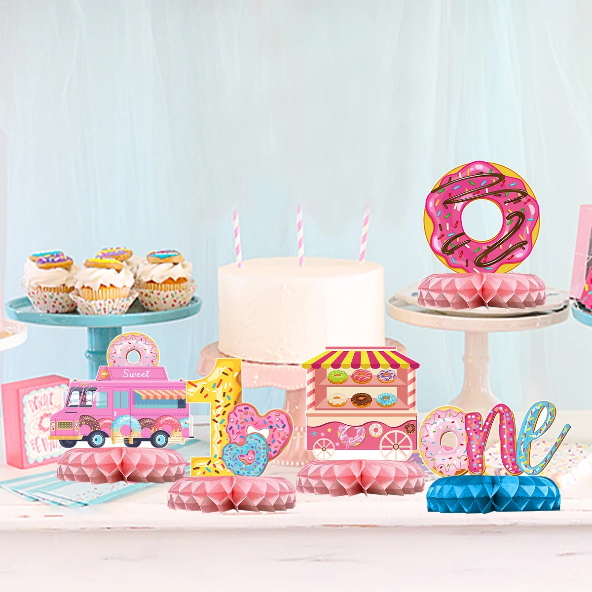 thumbnail image 2 of 9 Pcs Sweet Donut Birthday Party Decorations 1st Birthday Balloon 40... 2 of 10