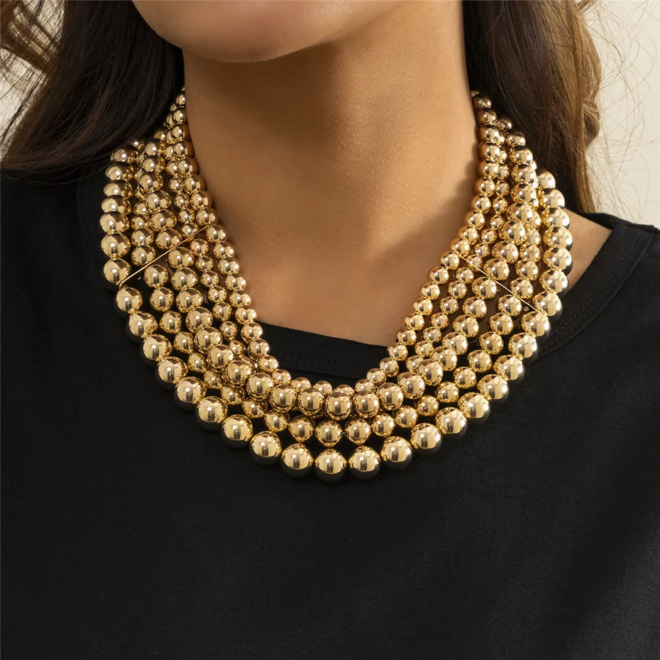 Ingemark Übertrieben Gypsy Chunky Dicke Kette Halskette für Frauen Männer Acryl CCB Ball Perle Sweather Vintage Hals Schmuck Geschenk – Detail 5