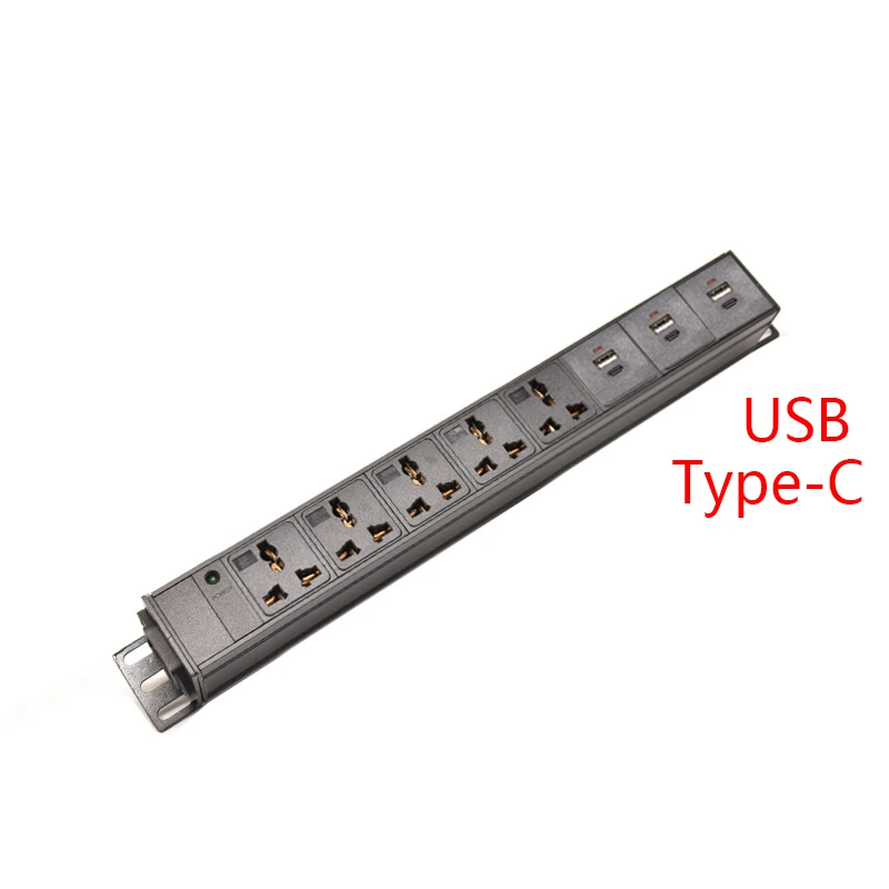 

Metal power strip C14 port socket ammeter voltmeter test meter 2-9 Ways universal socket+USB+Type-C port hanging upside down