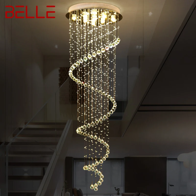 

BELLE Modern Crystal Pendant Lamps LED Creative Luxury Chandelier Light for Home Living Dining Room Villa Staircase