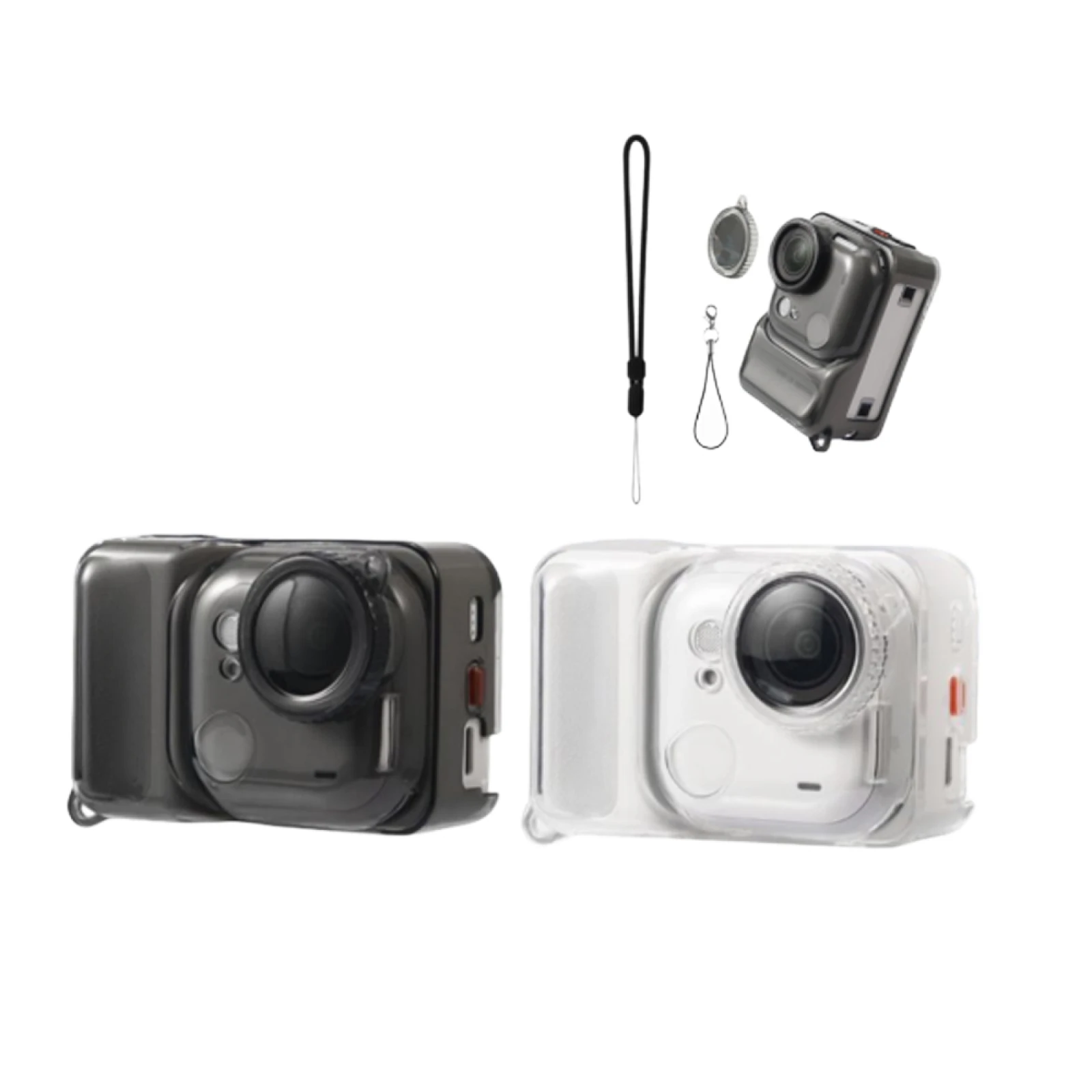 Insta360 GO 울트라 액션 카메라용 소프트 TPU 보호 커버 케이스 렌즈 캡 및 끈이 포함된 방수 TPU 케이스