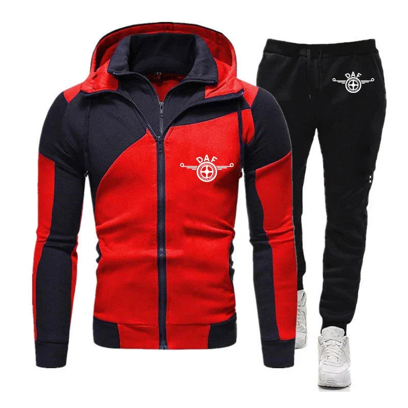 

2024 DAF TRUCKS COMPANY TRUCKER LOGO Men's New Fashion Outwear Jacket Zip Hoodies High Quality Tops Casual Pants Two Pieces Suit