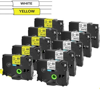 Cruxer 브라더 HSE-231 HSE-631 호환 열 수축 튜브 테이프, 브라더 P-터치 메이커용 리본, 251 241 테이프, 6mm, 9mm, 12mm, 18mm, 24mm