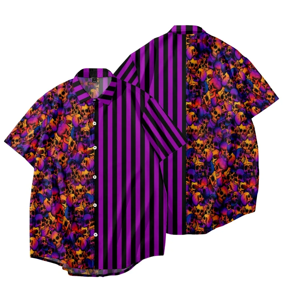 

Skull Original Design Fashion Mens Hawaiian Shirt Male Casual Colorful Print Beach Men's Shirts Short Sleeve Hawaiana Streetwear