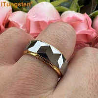 iTungsten 8mm Dropshipping Two Tone Face Ring Nice Tungsten Wedding Band For Men Women Stepped Polished Finish Comfort Fit - Image 5