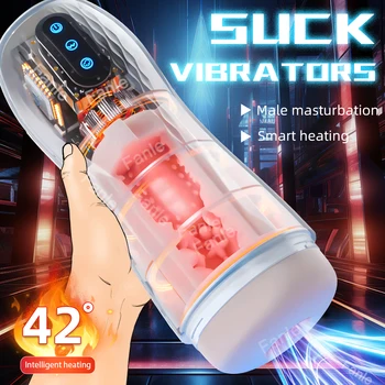 Automatic Sucking Male Masturbator for Men Pocket Pussy Penis Pump Heating Adult Sex Toys Blowjob Machine Masturbators Suction