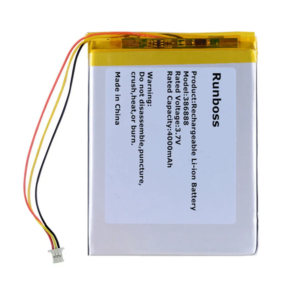インクス様 386888 406080 3.7V 4000mAh 3 ワイヤーポリマーバッテリーオニキス