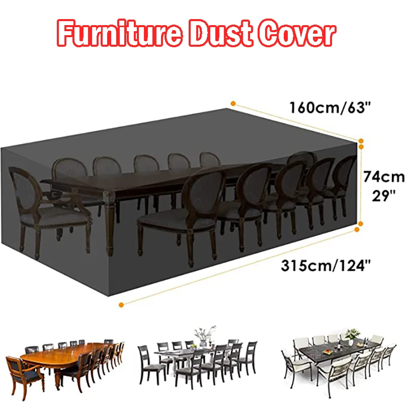 먼지 커버 방수, UV 보호 커버 - 검정색은 야외 파티오 가구를 보호합니다.