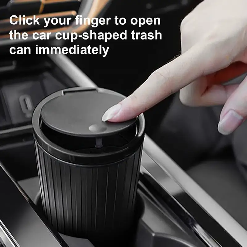 Car Mini Trash Bin Portable Large Capacity With Lid Fits Armrest Cup Holder