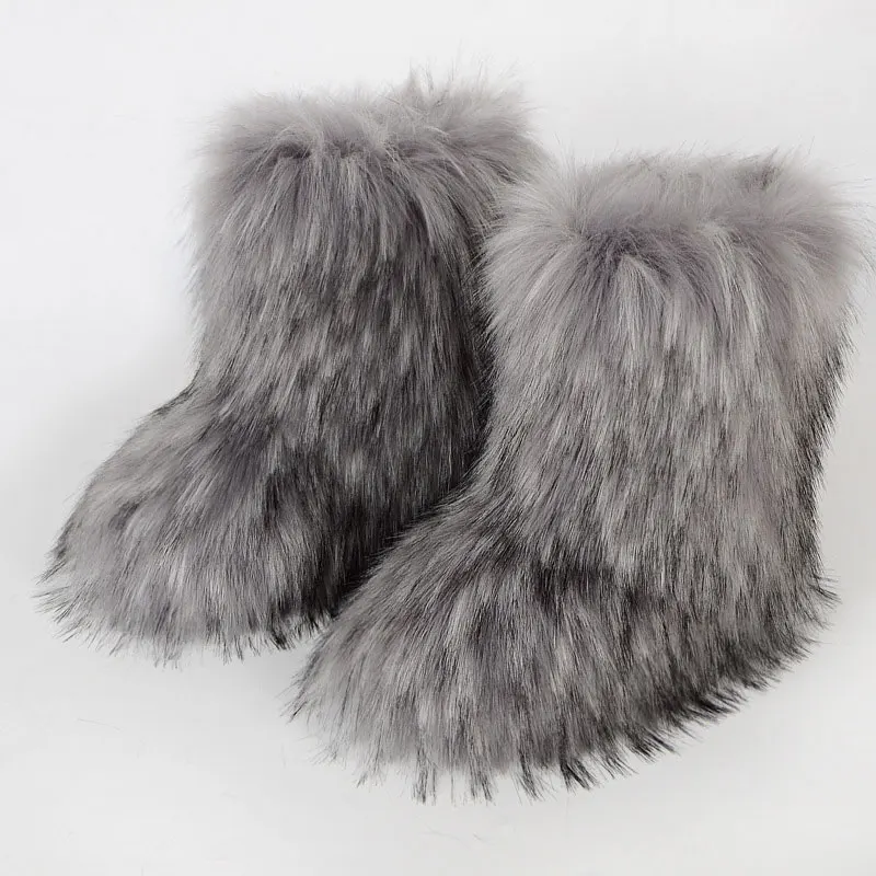 Fashion Trend Plus Size Plush Warm Style Winter Boots Women Shoes Hot Sell Faux Fur Boots Ladies New Design Furry Snow Boots