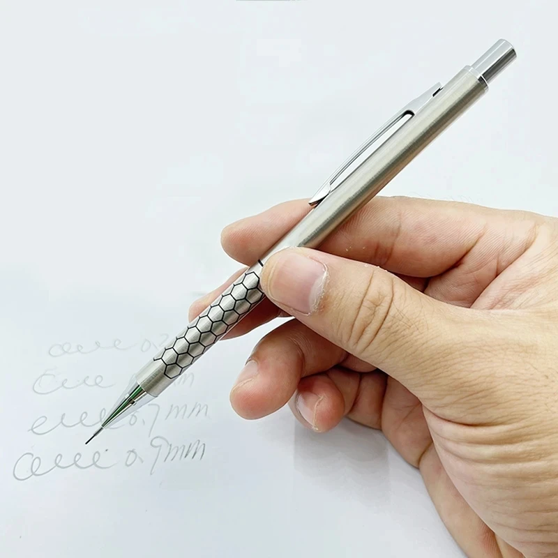 Lápiz mecánico de Metal con juego de borrador, suministros de dibujo de bocetos de Arte de plomo 2B/HB, papelería de escritura automática, 0,5, 0,7, 0,9mm