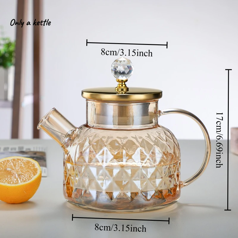 Elegant Amber High Borosilicate Glass Water Bottle and Teapot - Large Capacity