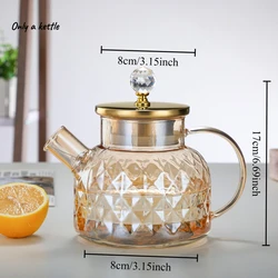 Elegant Amber High Borosilicate Glass Water Bottle and Teapot - Large Capacity (Amber S)